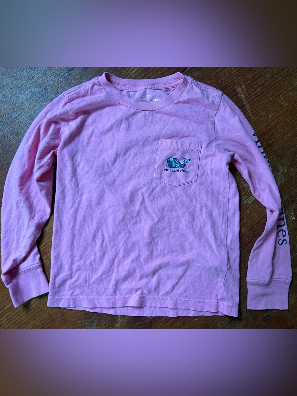 Vineyard Vines Kids' pink Long-Sleeve Pocket Tee